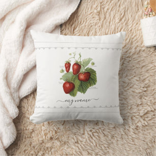 Cute Vintage Strawberry Varieties Add Your Name Cushion