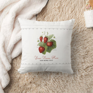 Cute Vintage Strawberry Varieties Add Your Name Cushion