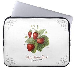 Cute Vintage Strawberry Varieties Add Your Name Laptop Sleeve