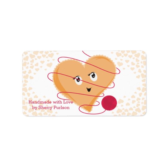Cute vintage style heart knitting crochet yarn address label