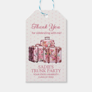 Cute Vintage Suitcases Pink College Trunk Party Gift Tags