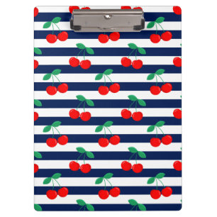 Cute Vintage Summer Cherries and Stripes Clipboard