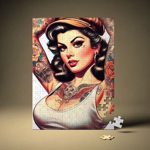 Cute Vintage Tattoo Girl Jigsaw Puzzle