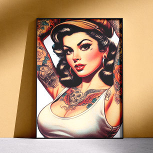 Cute Vintage Tattoo Girl Poster