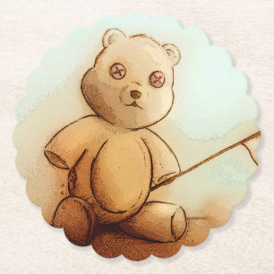 Cute Vintage Teddy Bear, Custom Shaped Coaster