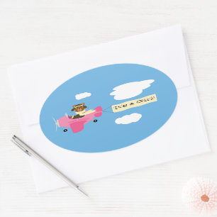 Cute Vintage Teddy Bear Pilot It's a Girl Sticker