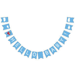 Cute Vintage Teddy Bear Skywriter Baby Shower Bunting