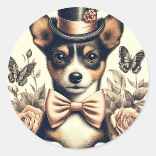 Cute Vintage Toy Fox Terrier Classic Round Sticker