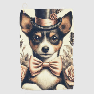 Cute Vintage Toy Fox Terrier Golf Towel