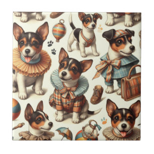 Cute Vintage Toy Fox Terrier Seamless Ceramic Tile