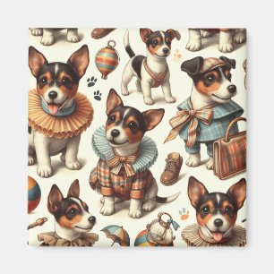 Cute Vintage Toy Fox Terrier Seamless Magnet