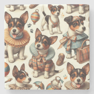 Cute Vintage Toy Fox Terrier Seamless Stone Coaster