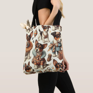 Cute Vintage Toy Fox Terrier Seamless Tote Bag