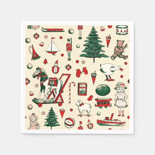 Cute Vintage Toys Christmas Tree Horse Napkin (Front)