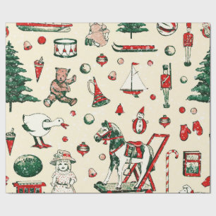 Cute Vintage Toys Hobby Horse Snow Wrapping Paper
