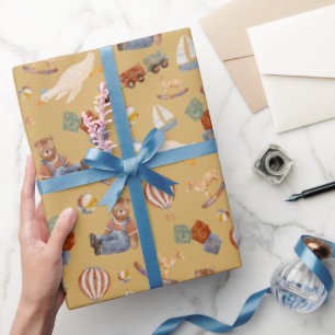 Cute Vintage Toys Pattern Kids Wrapping Paper