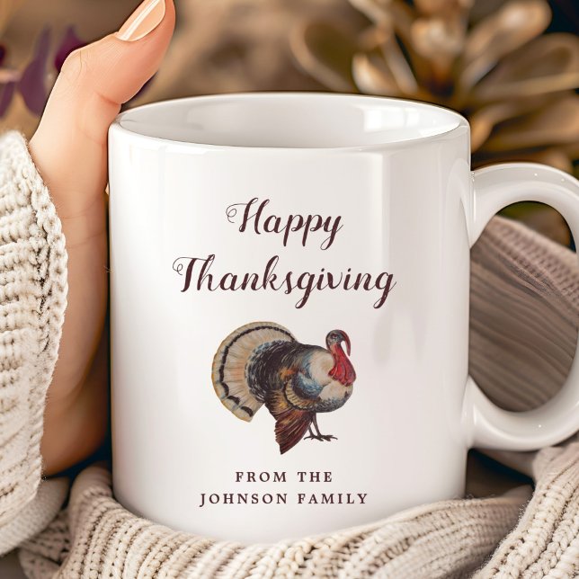 Cute Vintage Turkey Happy Thanksgiving Coffee Mug (Cute Vintage Turkey Happy Thanksgiving Coffee Mug)