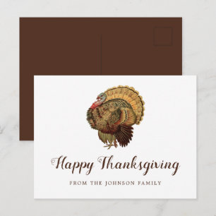 Cute Vintage Turkey Happy Thanksgiving Greetings Postcard