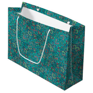 Cute vintage turquoise floral large gift bag