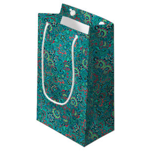 Cute vintage turquoise floral small gift bag