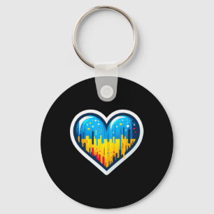 Cute Vintage Ukrainian Bynner Fan Ukraine Flag Hea Key Ring