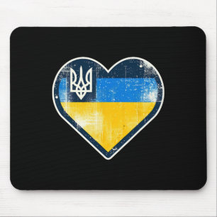 Cute Vintage Ukrainian Bynner Fan Ukraine Flag Hea Mouse Pad