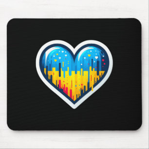 Cute Vintage Ukrainian Bynner Fan Ukraine Flag Hea Mouse Pad