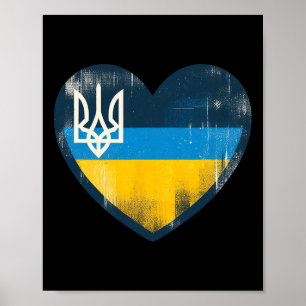 Cute Vintage Ukrainian Bynner Fan Ukraine Flag Hea Poster
