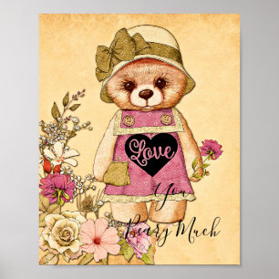 Cute vintage valentine bear poster