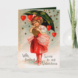 cute vintage Valentine girl add sentiment Holiday Card