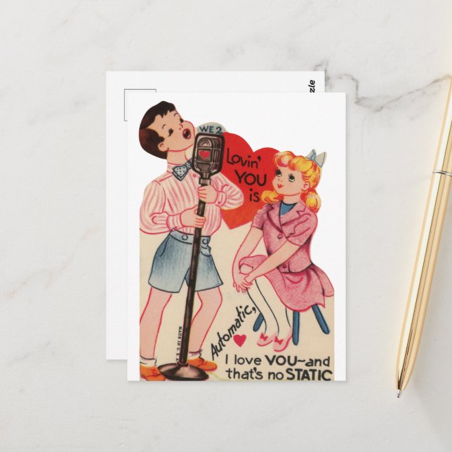 cute vintage Valentine static  Postcard (Front/Back In Situ)