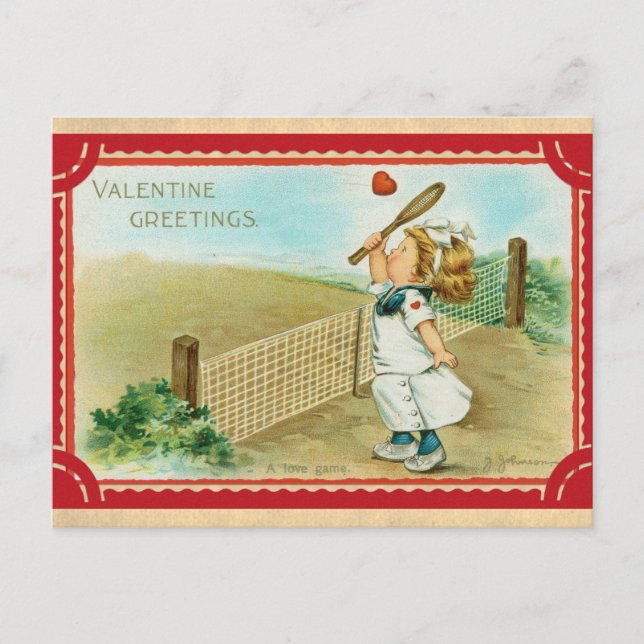 Cute Vintage Valentines Day Greetings Love Game Postcard (Front)