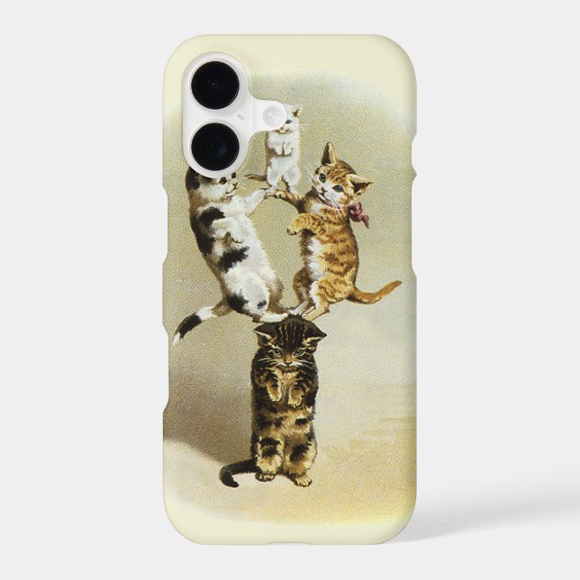 Cute Vintage Victorian Cats Kittens Playing, Humou (Back)