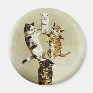Cute Vintage Victorian Cats Kittens Playing, Magnet