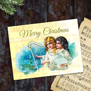 Cute Vintage Victorian Christmas Angels Sing Postcard