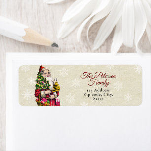 Cute Vintage Victorian Santa Christmas Tree Gifts Return Address Label