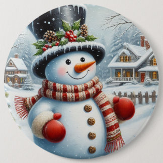 Cute, Vintage/Whimsical Christmas/winter snowman 6 Cm Round Badge