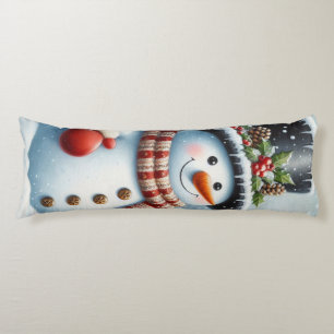Cute, Vintage/Whimsical Christmas/winter snowman Body Cushion