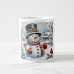 Cute, Vintage/Whimsical Christmas/winter snowman Large Coffee Mug<br><div class="desc">.</div>
