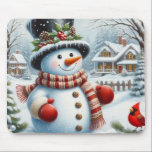 Cute, Vintage/Whimsical Christmas/winter snowman Mouse Pad<br><div class="desc">.</div>