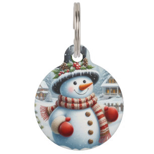 Cute, Vintage/Whimsical Christmas/winter snowman Pet Tag