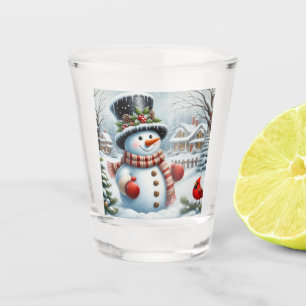 Cute, Vintage/Whimsical Christmas/winter snowman Shot Glass