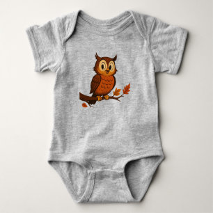 Cute, vintage whimsical fall/autumn owl baby bodysuit
