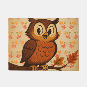 Cute, vintage whimsical fall/autumn owl doormat