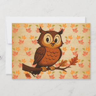 Cute, vintage whimsical fall/autumn owl invitation