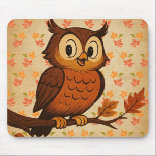 Cute, vintage whimsical fall/autumn owl mouse pad
