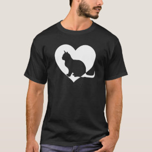 Cute Vintage Who Loves Cats Black Cat White Heart T-Shirt