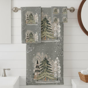 Cute Vintage Winter Christmas Pattern Bath Towel Set