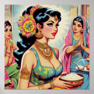 Cute Vintage Woman Illustration Poster