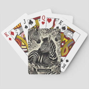 Cute Vintage Zebra Pattern Playing Cards